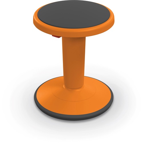 MooreCo Hierarchy Grow Stool - Gray Polypropylene, Thermoplastic Elastomer (TPE) Seat - Orange Polypropylene Frame - Rounded Base - 1 Each