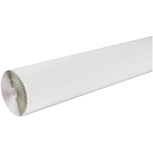 Corobuff Roll - Bulletin Board, Table Skirting, Decoration, Project, Craft, Painting, Glue - 48" (1219.20 mm)Width x 25 ft (7620 mm)Length - Guideline Pattern - 1 Roll - White - Corrugated Rolls & Borders - PACP0011011