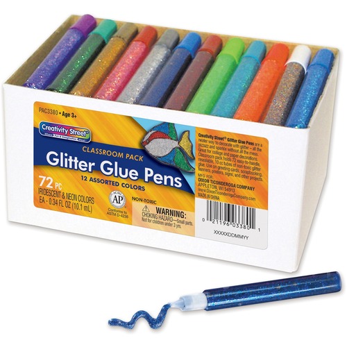 Creativity Street Glitter Glue Pen Assortment - 10.06 mL - 72 / Pack - Assorted