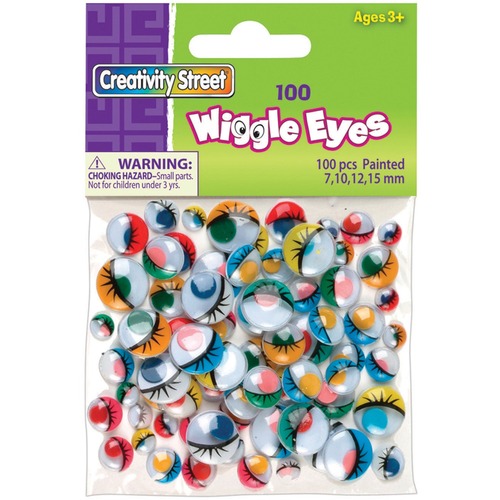 Creativity Street Wiggle Eyes, Painted - Fun Theme/Subject - 100 x Round Shape - Assorted - 100 / Pack