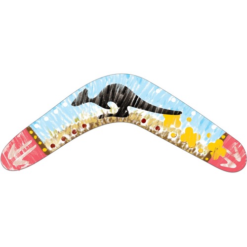 Roylco Decorative Boomerangs - Dot Patterns, Animal Symbols - 5" (127 mm) Width x 12.50" (317.5 mm) Length - 24 / Pack