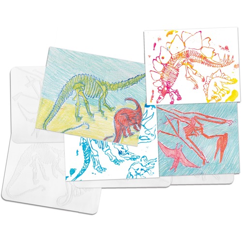 Roylco Dinosaur Rubbing Plates - Art, Science Project, Fun and Learning - Recommended For 3 Year - 7.50" (190.50 mm)Width x 9.50" (241.30 mm)Length - Dinosaur - 6 / Pack - Rubbing Plates - ROY5823