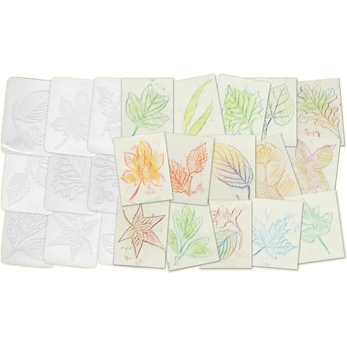 Roylco Leaf Rubbing Plates - Art, Science Project, Fun and Learning - Recommended For 3 Year - 4" (101.60 mm)Width x 5" (127 mm)Length - Leaf - 16 / Pack - Rubbing Plates - ROY5815