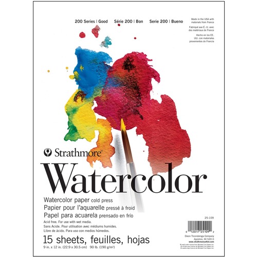 Pacon Strathmore Watercolour Pad - 9 x 12" - 15 Sheets / Pad - Watercolour Paper - PAC25109