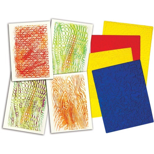 Roylco Texture Rubbing Plates - Art, Science Project, Fun and Learning - Recommended For 3 Year - 8.50" (215.90 mm)Width x 11" (279.40 mm)Length - Texture - 4 / Pack - Rubbing Plates - ROY5839