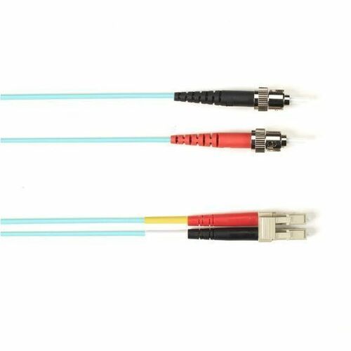 Black Box Fiber Optic Duplex Patch Network Cable - 13.10 ft Fiber Optic Network Cable for Network Device - First End: 2 x ST Network - Male - Second End: 2 x LC Network - Male - 10 Gbit/s - Patch Cable - OFNP - 50/125 µm - Aqua - TAA Compliant