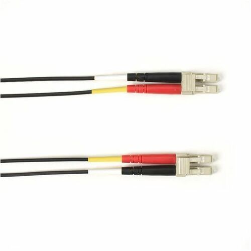 Black Box Fiber Optic Duplex Patch Network Cable - 9.80 ft Fiber Optic Network Cable for Network Device - First End: 2 x LC Network - Male - Second End: 2 x LC Network - Male - 10 Gbit/s - Patch Cable - OFNP - 50/125 µm - Black - TAA Compliant