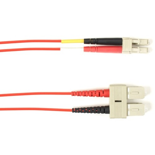 Black Box Fiber Optic Duplex Patch Network Cable - 16.40 ft Fiber Optic Network Cable for Network Device - First End: 2 x SC Network - Male - Second End: 2 x LC Network - Male - 10 Gbit/s - Patch Cable - LSZH - 50/125 µm - Red - TAA Compliant