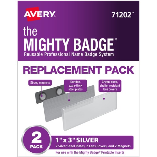 The Mighty Badge® Professional Reusable Name Badge System Replacement Pack - Silver