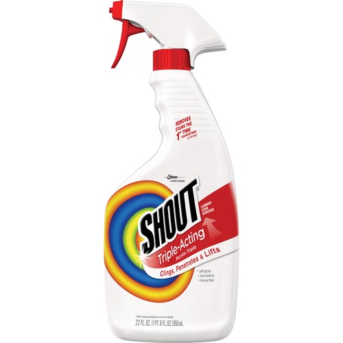 Shout Laundry Stain Remover Spray - Spray - 22 fl oz (0.7 quart) - Spray Bottle - 12 / Carton - White