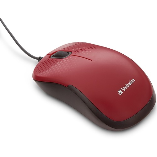Verbatim Silent Corded Optical Mouse - Red - Optical - Cable - Red - USB - Scroll Wheel - 3 Button(s) = VER70234