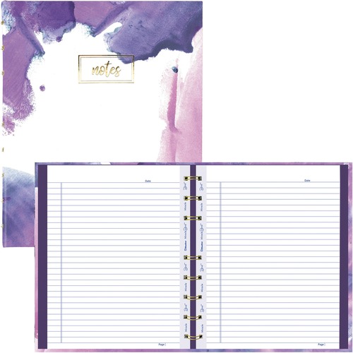 Blueline MiracleBind Passion Collection Notebook - Paintstroke - Twin Wirebound - 7 1/4" x 9 1/4" - Paintstroke - Hard Cover, Printed, Storage Pocket, Micro Perforated - Recycled - 1Each