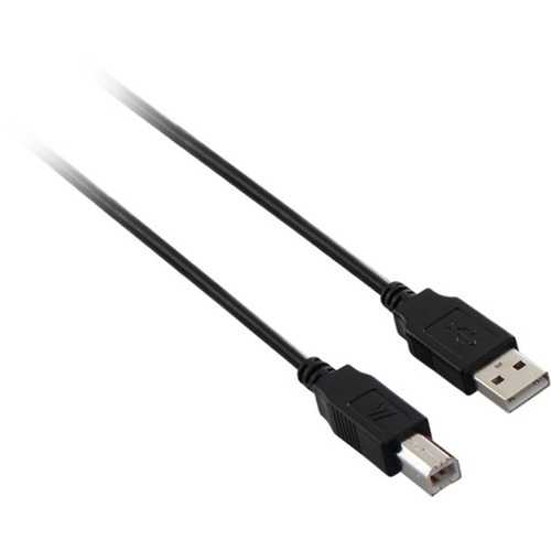 V7 USB A Male to USB B Male Cable USB 2.0 480 Mbps 1.8m/6ft Black - V7 Black USB Cable USB 2.0 A Male to USB 2.0 B Male 2m 6.6ft480 Mbps 28AWG Aluminum Mylar foil with BraidRoHS,CE,WEEE , USB A to USB B Male, Printer cable 2m