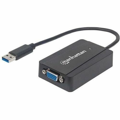 Manhattan USB-A to SVGA Converter Cable, 26cm, Male to Female, 5 Gbps (USB 3.2 Gen1 aka USB 3.0), 2048x1152 @ 32-bit colour, Bus Powered, SuperSpeed USB, Black, Three Year Warranty, Blister - Error-dirty-data - Error-dirty-data - 2048 x 1152 Supported - B