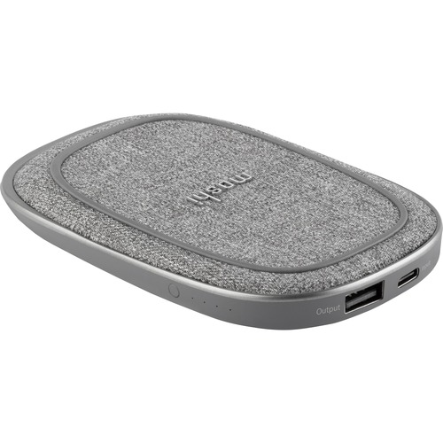 Moshi Porto Q 5K Portable Battery with Built-in Wireless Charger, Qi-certified Fast-charging, 5000 mAh Battery - For Smartphone, Bluetooth Speaker, Headphone, USB Device - 5000 mAh - 2.40 A - 5 V DC Output - 5 V DC Input - 1 x - Nordic Gray