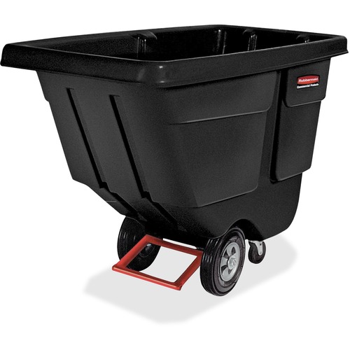 Rubbermaid Commercial Rotomolded Utility Tilt Truck - 450 lb Capacity - Plastic - 57.38" Width x 57.38" Depth x 26.88" Height - Steel Frame - Black - 1 Each