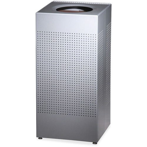 Rubbermaid Commercial Silhouettes 16G Waste Container - 16 gal Capacity - Square - Perforated, Fire-Safe, Durable - 30.4" Height x 14.8" Width x 14.8" Depth - Steel, Metal - Silver Metallic - 1 Each