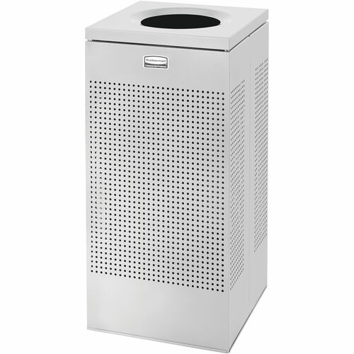 Rubbermaid Commercial Silhouettes 16G Waste Container - 16 gal Capacity - Square - Perforated, Fire-Safe, Durable - 30.4" Height x 14.8" Width x 14.8" Depth - Steel, Metal - Silver Metallic - 1 Each