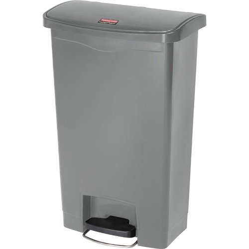 Rubbermaid Commercial Slim Jim 13G Front Step Container - Step-on Opening - 13.21 gal Capacity - Durable, Damage Resistant, Smooth, Easy to Clean, Contoured Edge - Plastic, Resin - Gray - 1 Each