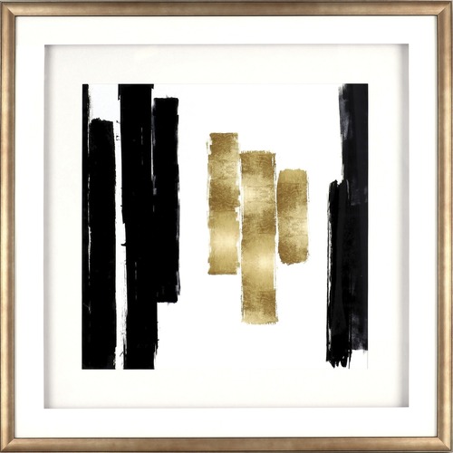 Lorell Blocks I Framed Abstract Artwork - 29.50" x 29.50" Frame Size - 1 Each - Black, Gold