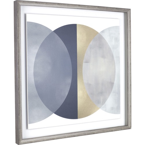Lorell Circle II Framed Abstract Art - 29.25" x 29.25" Frame Size - 1 Each - Gray, Yellow