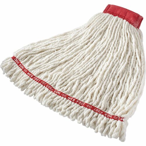 Rubbermaid Commercial 5" Headband Shrinkless Wet Mop - Medium - Shrinkless, Chemical Resistant, Durable - Cotton, Yarn, Synthetic, PVC - White - 6 / Carton