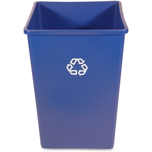 Rubbermaid Commercial Untouchable Square Recycling Container - 35 gal Capacity - Square - Easy to Clean, Weather Resistant, Compact - 27.6" Height x 19.5" Width - Plastic, Resin - Blue - 1 Each