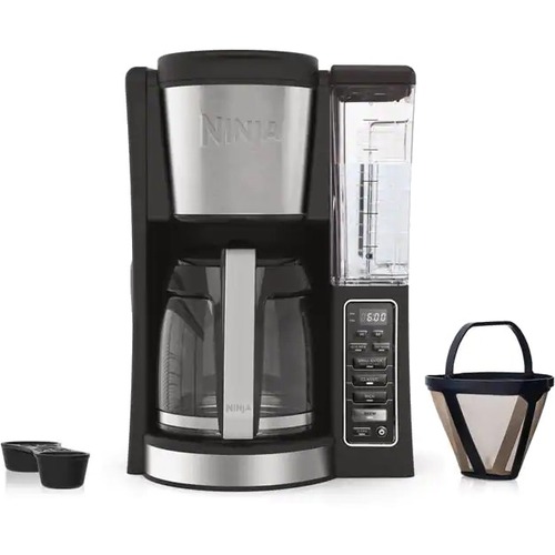 Ninja CE251 Coffee Maker - Programmable - 1.88 quart - 12 Cup(s) - Coffee Strength Setting - Black, Stainless Steel - Glass Body