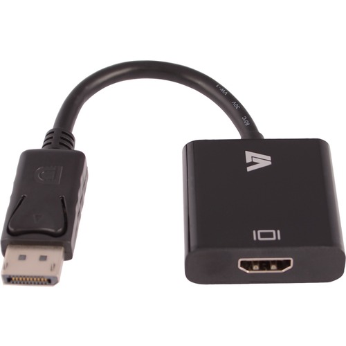 V7 Black Video Adapter DisplayPort Male to HDMI Female - V7 Black Video Adapter DisplayPort Male to HDMI Female CE,FCC,RoHS,WEEE DP Port to HDMI Female Adapter Video Converter, Passive DisplayPort to HDMI cable adapter - 1080P Audio / HDCP / DP 1.2, Conne