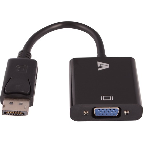 V7 Black Video Adapter DisplayPort Male to VGA Female - V7 Black Video Adapter DisplayPort Male to VGA Female 2.7Gbps CE,FCC,RoHS,WEEE Active Adapter Video Converter Cable, DP DisplayPort ver 1.2 to VGA for Monitor, Video device, Projector as DisplayPort 