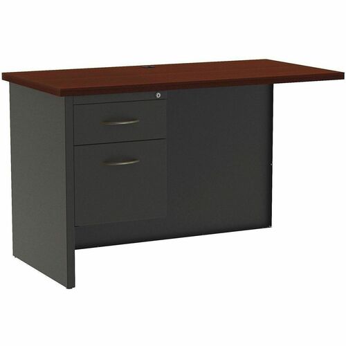 WorkPro® Modular 48"W Left Return For Computer Desk, Charcoal/Mahogany - L-shaped Top - Contemporary Style - 2 Drawers - 29.50" Height x 48" Width x 24" Depth - Commercial, Office, Business - Assembly Required - Charcoal, Mahogany, Dark - Engineered W