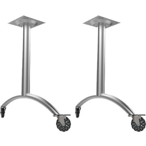 WorkPro® Flex Collection Steel Arc Legs, Lockable Casters, Silver, Set Of 2 Legs - 25.5" x 2.4"29"