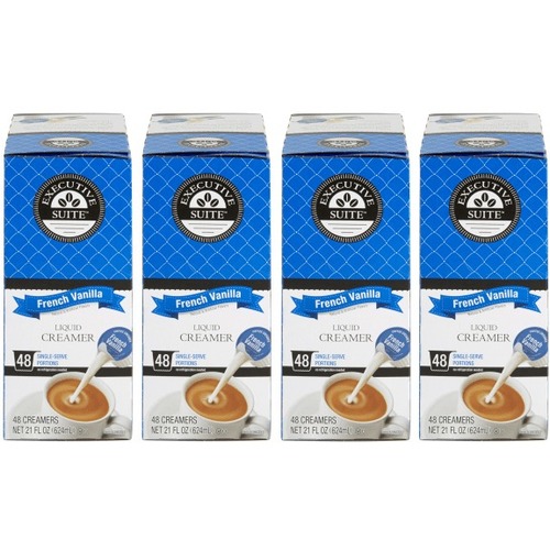 Executive Suite® Liquid Coffee Creamer, French Vanilla Flavor, 0.38 Oz Single Serve, Case Of 192, 4 x 48 Per Pack - French Vanilla Flavor - 0.38 fl oz (11 mL) - 4/Case