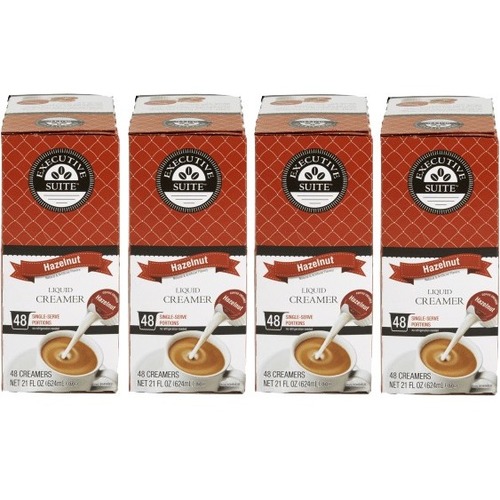 Executive Suite® Liquid Coffee Creamer, Hazelnut Flavor, 0.38 Oz Single Serve, Case Of 192, 4 x 48 Per Pack - Hazelnut Flavor - 0.02 lb (0.38 oz) - 4Case - 1 Serving
