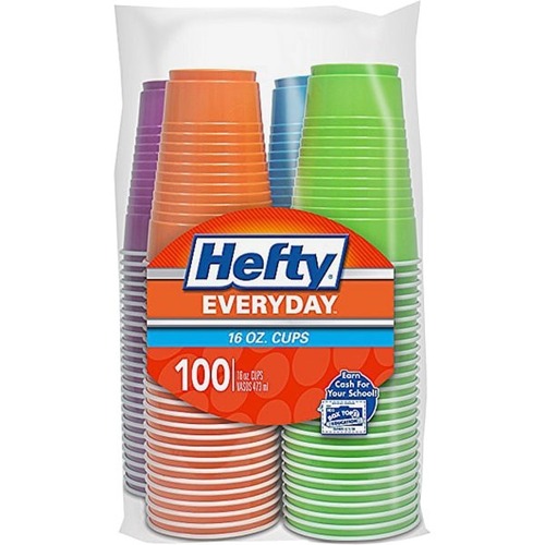 Highmark® Plastic Cups, 16 Oz, Assorted Clear Colors, Pack Of 100 - 100 / Pack - Blue, Green, Pink, Orange - Polyethylene - Cold Drink, Beverage