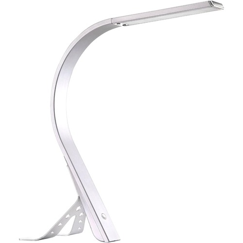 Realspace Curved Contemporary LED Task Lamp, 18inH, Silver - 18" Height - 6" Width - 10 W LED Bulb - Aluminum, Metal Alloy - Desk Mountable - Silver - for Work Area