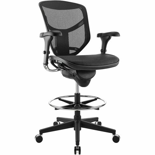 WorkPro® Quantum 9000 Series Ergonomic Mesh/Mesh Mid-Back Stool, Black/Black, BIFMA Compliant - Black Seat Color - Mesh, Plastic Seat Material - Mesh Back Material - Black Frame Color - Nylon, Steel Frame Material - Mid Back - Armrest - 1 Each