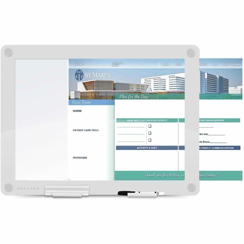 WorkPro™ Custom Print Glass Non-Magnetic Unframed Dry-Erase Presentation Whiteboard, 24 1/2" x 18 1/2" , White - 18.5" (1.5 ft) Width x 24.5" (2 ft) Height - Glass Surface - Eraser Included - 1 Each