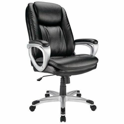 Realspace® Treswell Bonded Leather High-Back Executive Chair, Black ...
