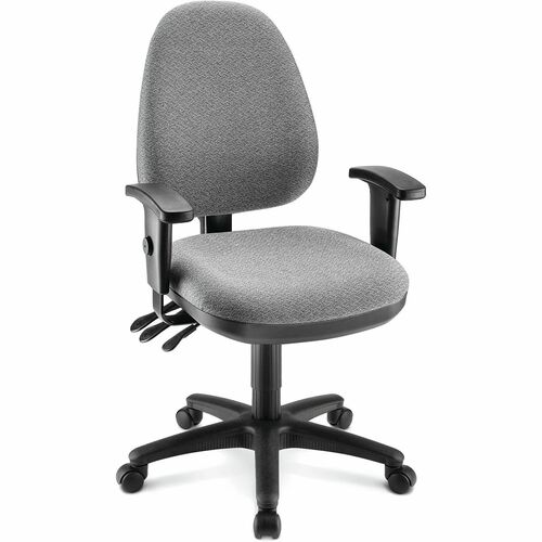 WorkPro® Patriot Multifunction Ergonomic Fabric Task Chair, Gray/Black, BIFMA Compliant - Black Seat Color - Fabric Seat Material - Fabric Back Material - Black Frame Color - Plastic Frame Material - Mid Back - Armrest - 1 Each