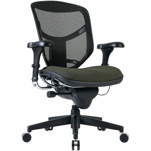WorkPro® Quantum 9000 Series Ergonomic Mesh/Premium Fabric Mid-Back Chair, Black/Olive, BIFMA Compliant - Olive Seat Color - Mesh Seat Material - Mesh Back Material - Black Frame Color - Plastic Frame Material - Mid Back - Armrest - 1 Each