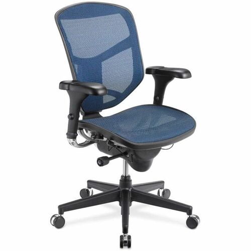 WorkPro® Quantum 9000 Series Ergonomic Mesh/Mesh Mid-Back Chair, Black/Blue, BIFMA Compliant - Blue Seat Color - Mesh Seat Material - Mesh Back Material - Black Frame Color - Plastic Frame Material - Mid Back - Armrest - 1 Each