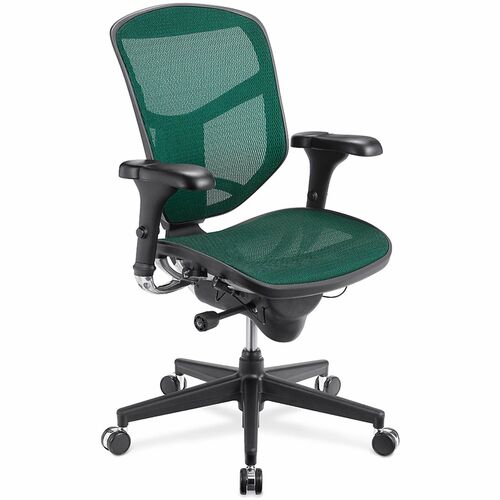 WorkPro® Quantum 9000 Series Ergonomic Mesh/Mesh Mid-Back Chair, Black/Green, BIFMA Compliant - Green Seat Color - Mesh Seat Material - Mesh Back Material - Black Frame Color - Plastic Frame Material - Mid Back - Armrest - 1 Each