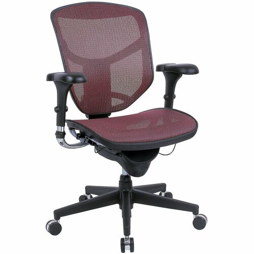 WorkPro® Quantum 9000 Series Ergonomic Mesh/Mesh Mid-Back Chair, Black/Red, BIFMA Compliant - Red Seat Color - Mesh Seat Material - Mesh Back Material - Black Frame Color - Plastic Frame Material - Mid Back - Armrest - 1 Each