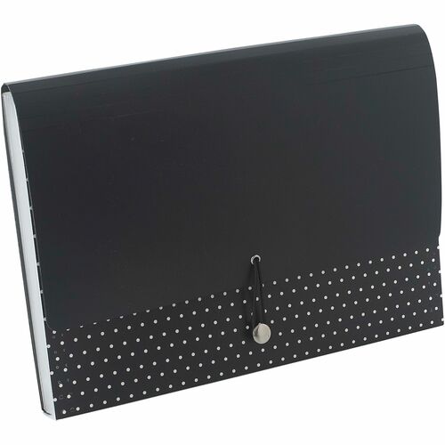 Realspace™ 13-Pocket Expanding File Case, 18" Expansion, Letter Size, Black/White - 8 1/2" x 11" - Capacity18" Expansion - 13 Pocket(s) - Top Tab Location - Plastic - White, Black - 0% Recycled - 1 Each