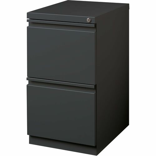 WorkPro 20"D Vertical 2-Drawer Letter-Size Mobile Pedestal File Cabinet, Charcoal - 15" x 20" x 27.8" - 2 x Drawer(s) - Letter - Vertical - Full Drawer Extension, Hanging Rail, Lockable, Key Lock - Charcoal - Painted - Metal - Recycled