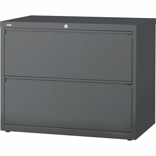 WorkPro® 36"W x 18-5/8"D Lateral 2-Drawer File Cabinet, Charcoal - 36" x 18.6" x 28" - 2 x Drawer(s) for File - Letter, Legal, A4 - Lateral - Ball-bearing Suspension, Leveler, Reinforced, Double Base, Interlocking, Heavy Duty, Sturdy - Charcoal - Bake