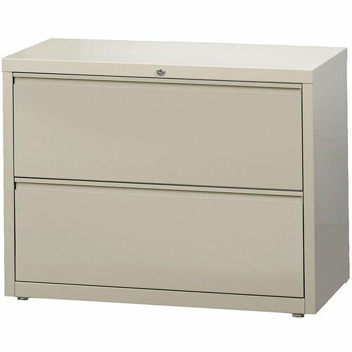WorkPro® 36"W x 18-5/8"D Lateral 2-Drawer File Cabinet, Putty - 36" Width x 18.6" Depth x 28" Height - 2 x Drawer(s) - Legal, Letter - Lateral - Hanging Rail, Lockable, Full Drawer Extension, Key Lock, Leveler - Putty - Metal - Recycled