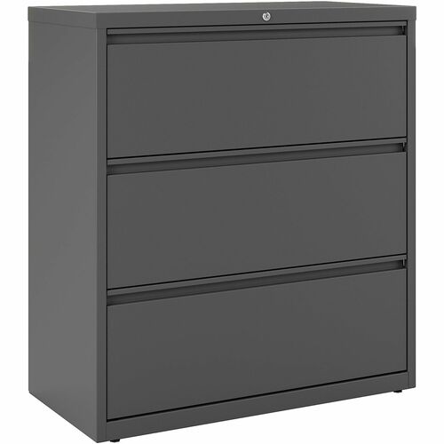 WorkPro® 36"W x 18-5/8"D Lateral 3-Drawer File Cabinet, Charcoal - 36" x 18.6" x 40.3" - 3 x Drawer(s) for File - Letter, Legal, A4 - Lateral - Ball-bearing Suspension, Leveler, Reinforced, Double Base, Interlocking, Heavy Duty, Sturdy - Charcoal - Ba