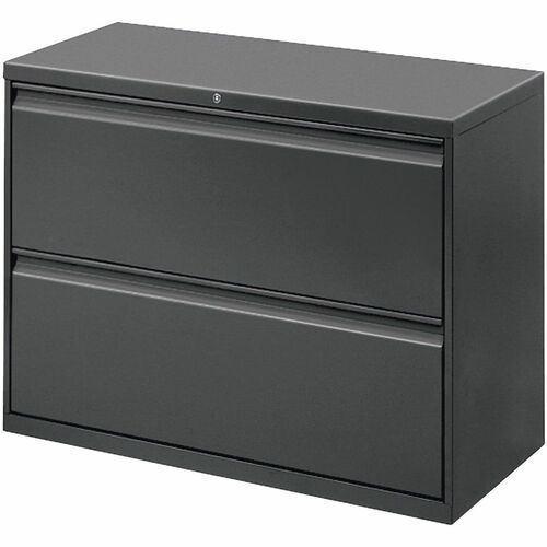 WorkPro® 42"W x 18-5/8"D Lateral 2-Drawer File Cabinet, Charcoal - 42" x 18.6" x 28" - 2 x Drawer(s) for File - Letter, Legal, A4 - Lateral - Ball-bearing Suspension, Leveler, Reinforced, Double Base, Interlocking, Heavy Duty, Sturdy - Charcoal - Bake